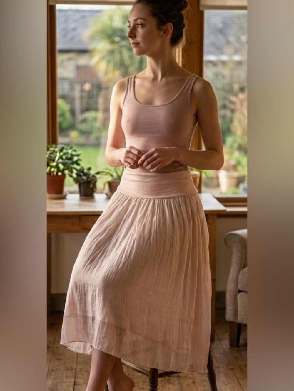 Authentic Silk Ballet Pink Silk Skirt purchased in Italy - Picture 1 of 5